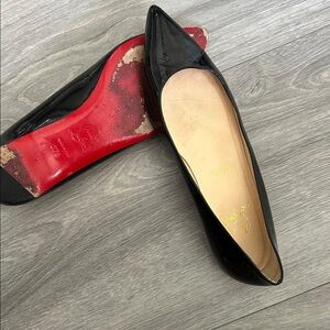 AUTHENTIC Christian Louboutin Black Patent Leather Loafers 37 1/2